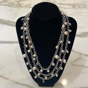 IMPERIAL PEARL SYNDICATE—IPS—LONG Double/Triple/Single Sterling & Pearl Necklace